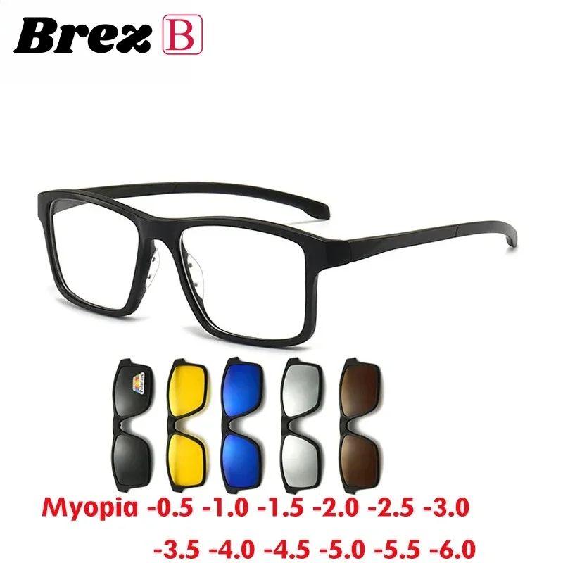 

Солнцезащитные очки Ollymurs 6 в 1 для мужчин и женщин, оправы для очков с магнитным креплением, квадратные поляризационные очки с диоптриями от -1.0 до -6.0