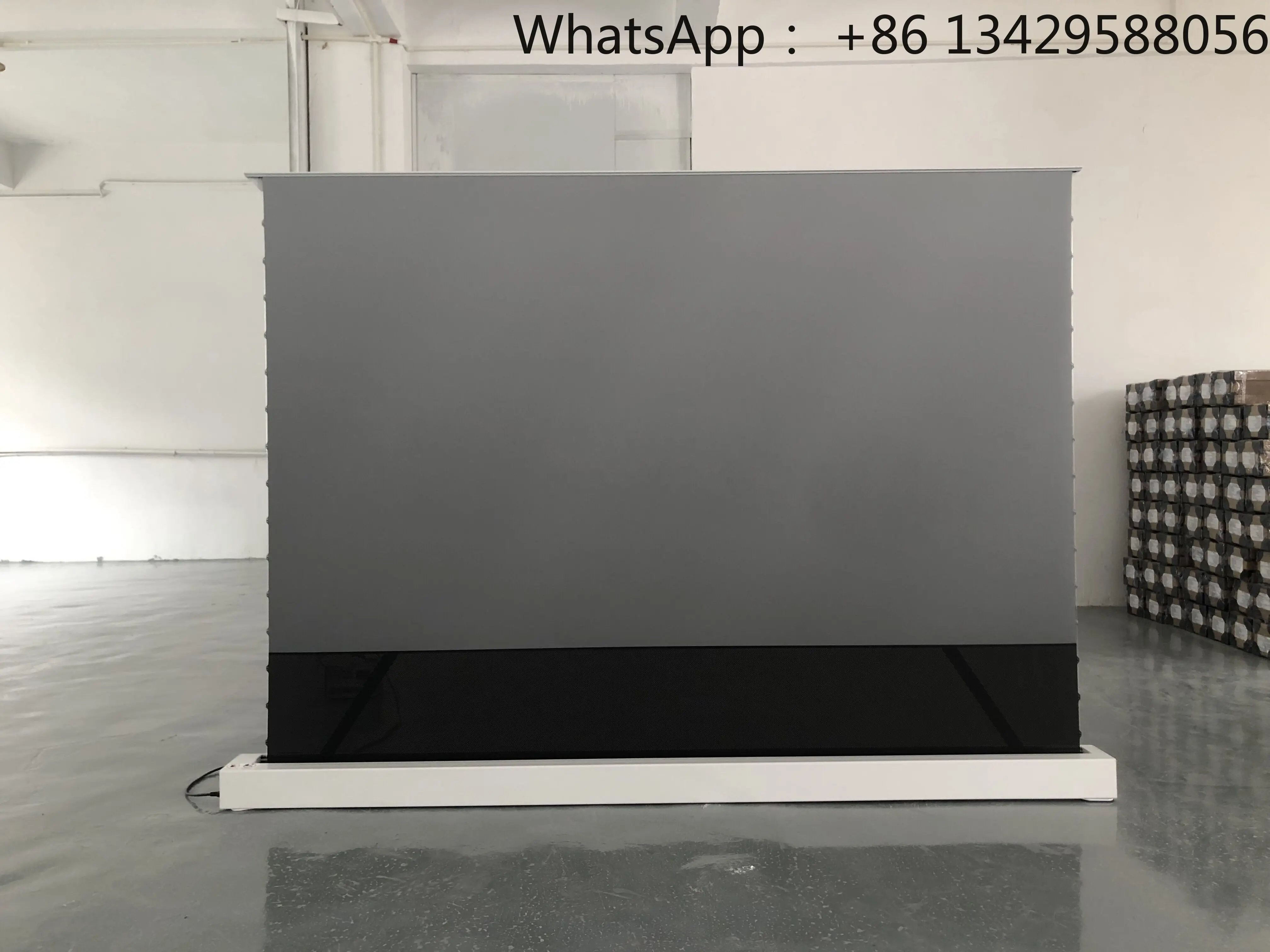 92 Inch Tab Tension Motorized Floor Projection Curtain CBSP Black Grid ALR Anti Light Screen for UST Home Theater