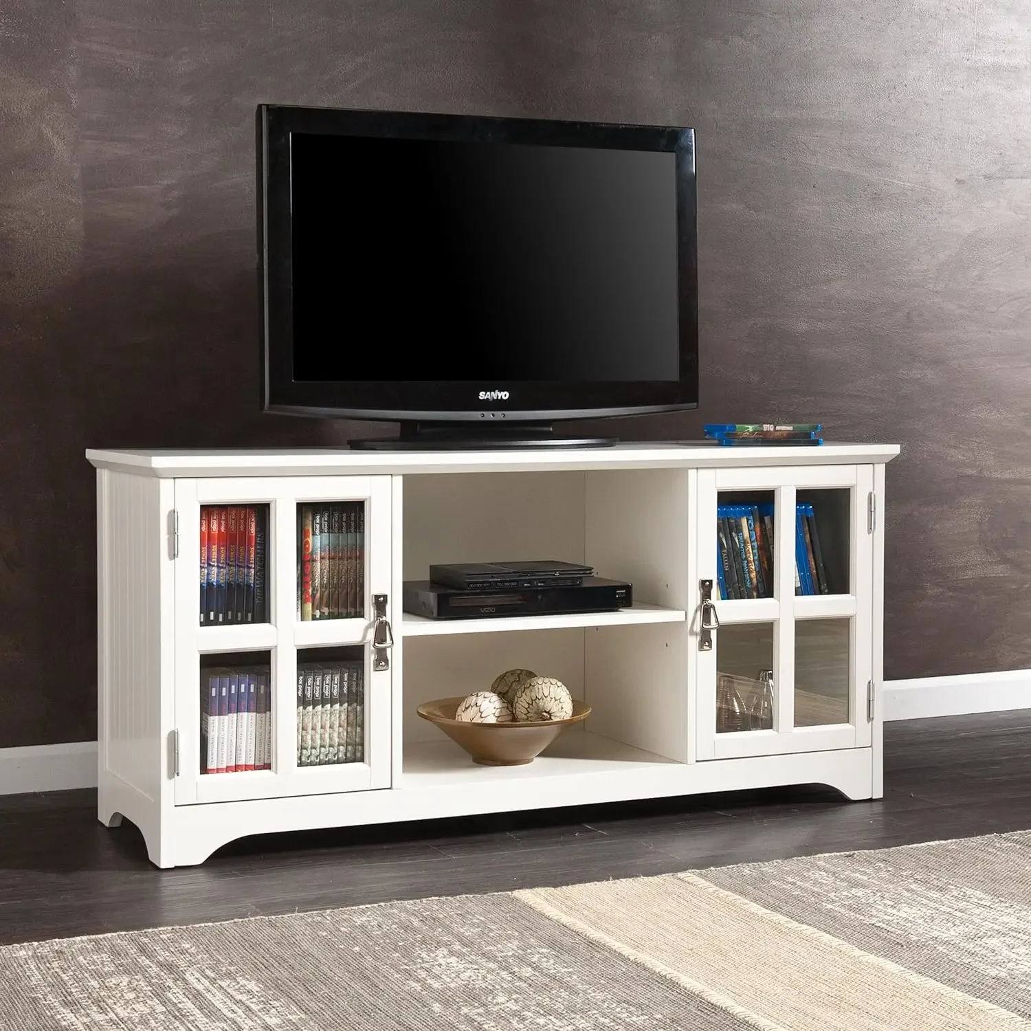 

Remington TV Storage Media Stand, White, tv table , living room tv stand