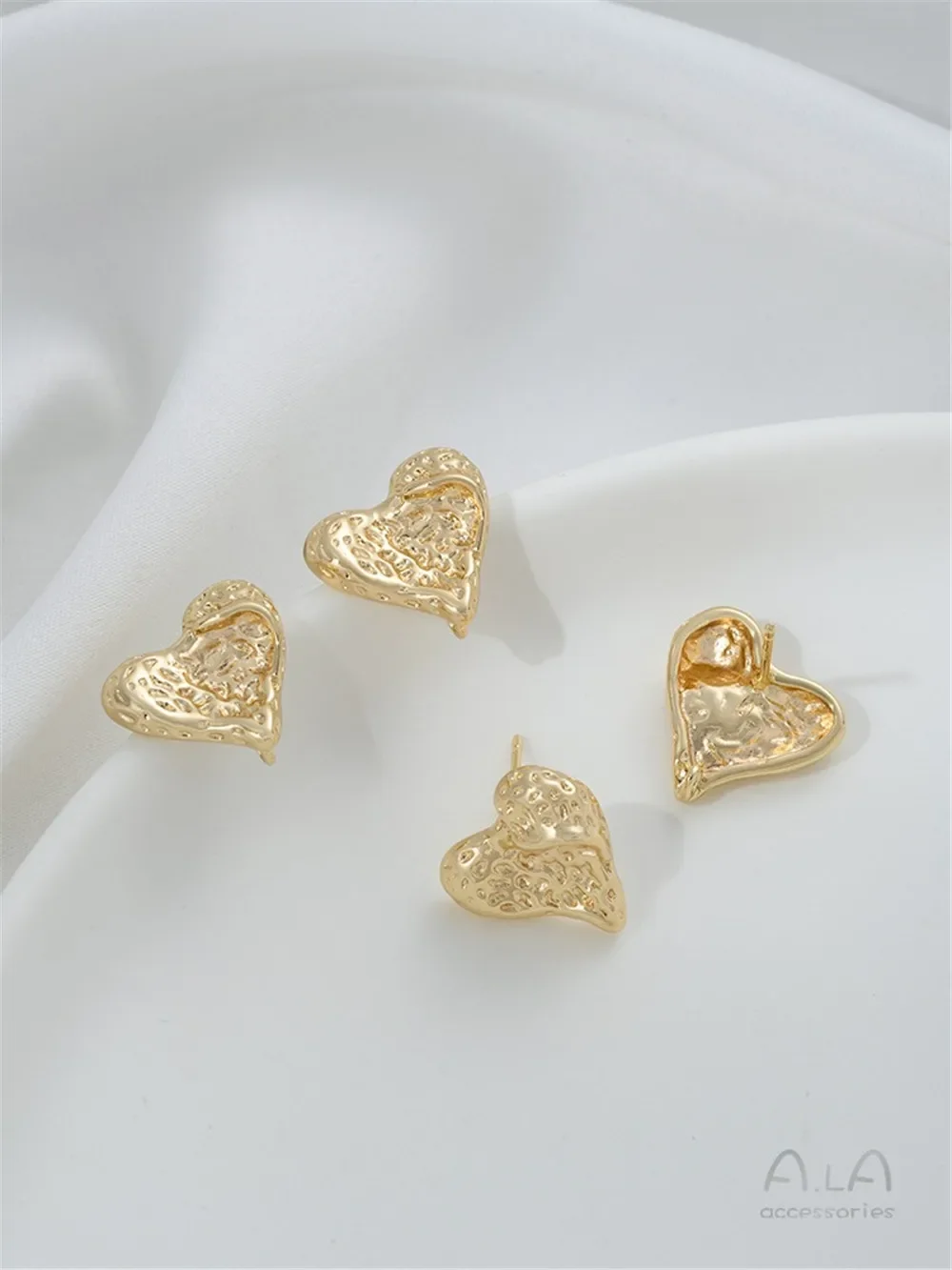 

14K Gold-clad Shaped Lava Heart Earrings with Hanging 925 Silver Needle Diy Handmade Love Ear Jewelry Accessories E378