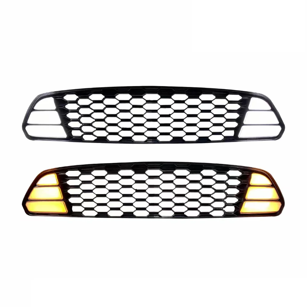 ABS Material Car Front Grille Hood Bumper Radiator Grid For Ford Mustang 2015 2016 2017 Mask With Led Light Car Accessories