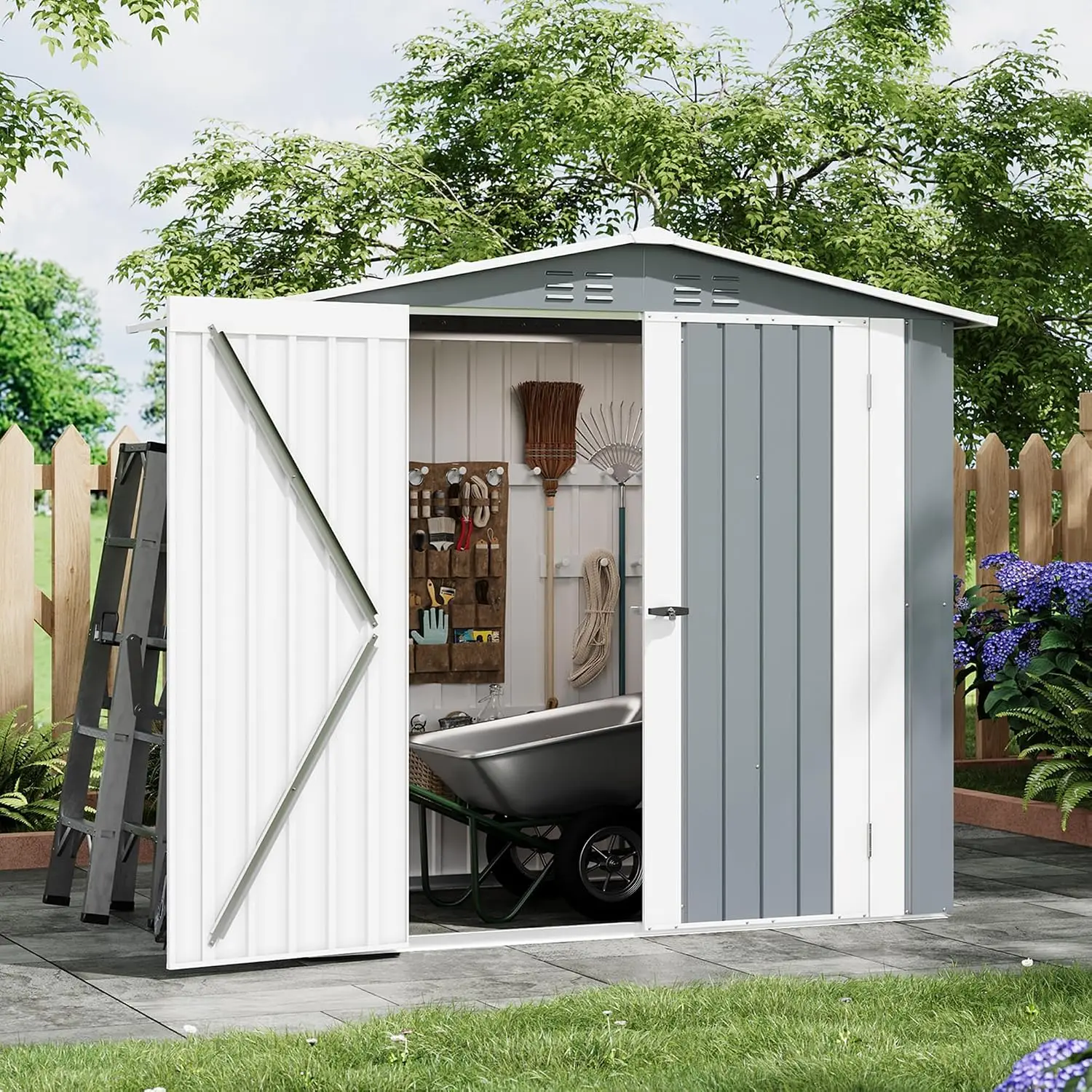 6x4 Ft Metal Outdoor Storage Shed with Lockable Door Compact Garden Tool Organizer, Customized