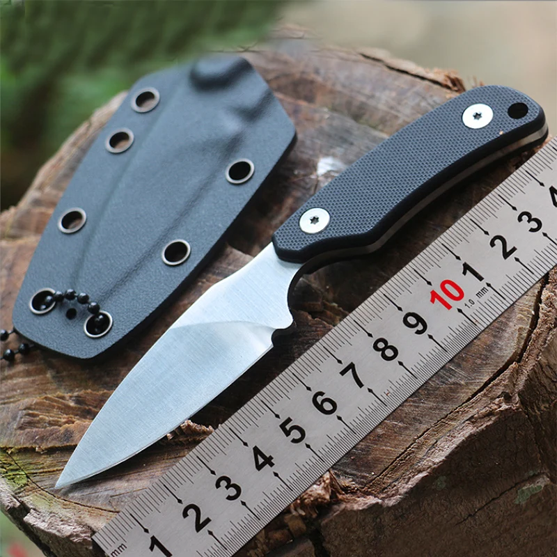 

Fixed blade knife Hardness 59HRC cut the rope hook back serrate Necklace knife G10 Handle Outdoor EDC tools