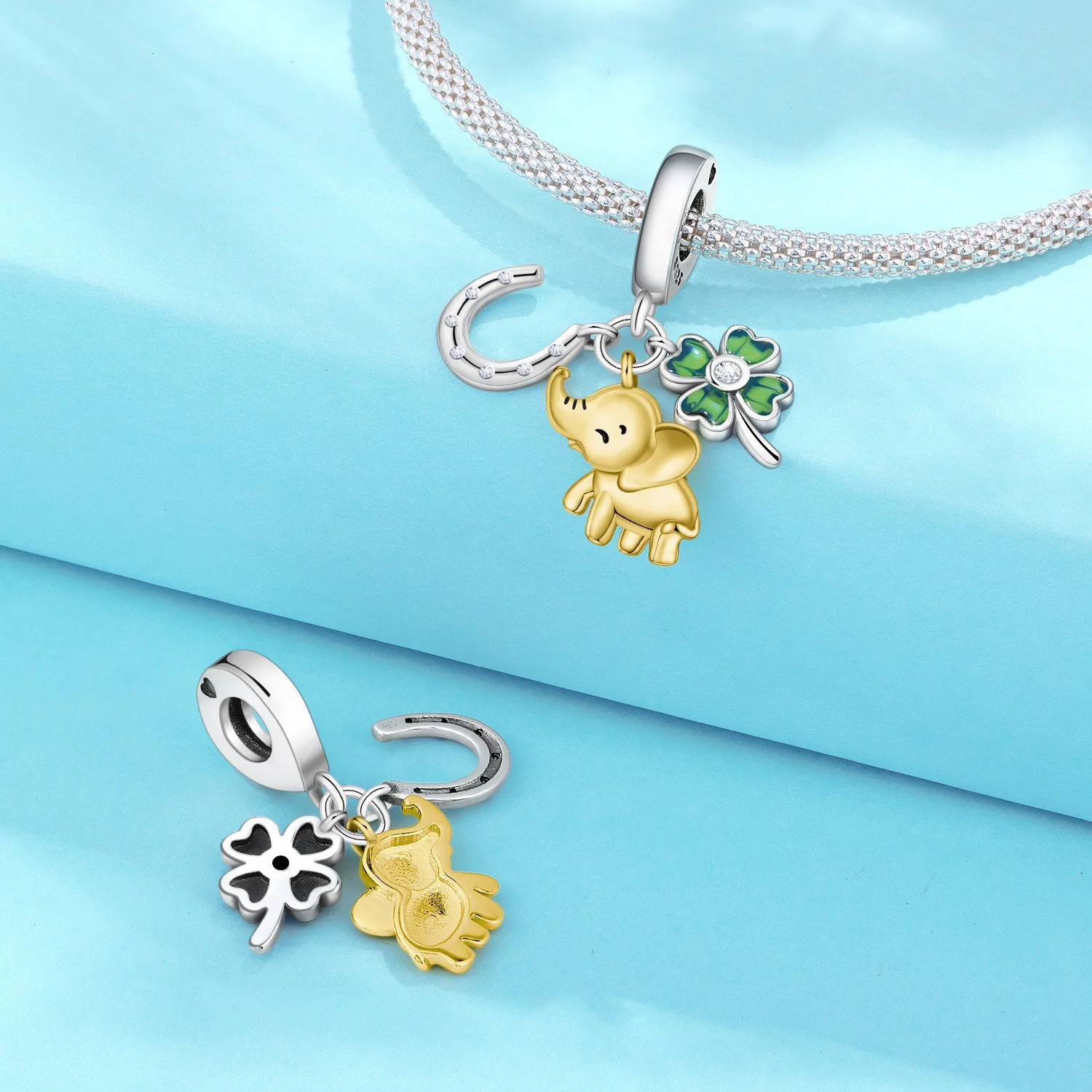 CYMYSS 925 Sterling Silver Charm Cute Animals Bead Elephant Pendant Fit Bracelets Necklace DIY Jewelry Making Party Gift