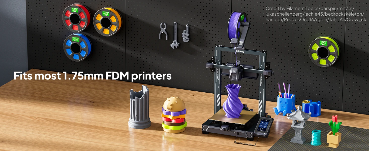 DEEPLEE PLA+2.0 3D-Drucker-Filament-Bundle, Verbessertes PLA+ Filament 1,75mm, Robuster und Stärker, 10KG Schwarz, für die Meisten FDM 3D-Drucker – Detail 8