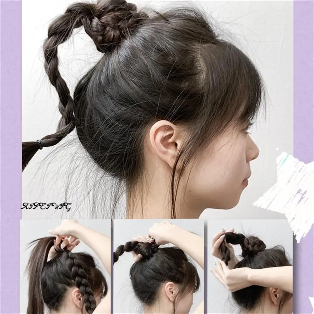 2024 Women Fashion Wigs Women Wig Braided Raised Tail Braided Wig High Ponytail Hair Circle Braided Wig