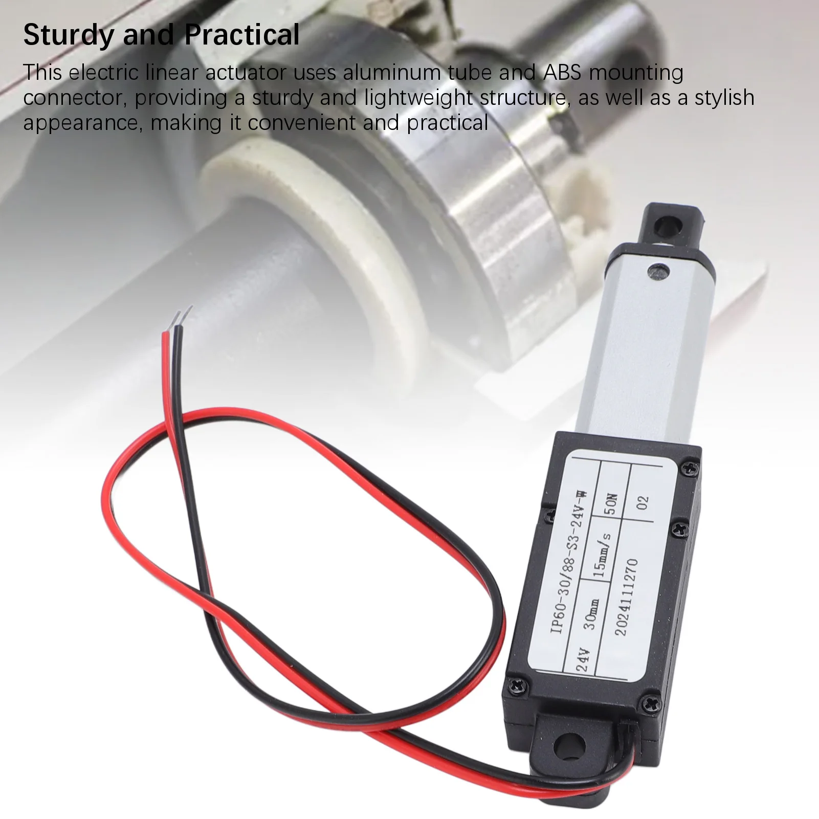 Small Linear Actuator Aluminum Tube Circuit Guards 50N Thrust DC24V 30mm Stroke Linear Electric Actuator for Lifting Equipment