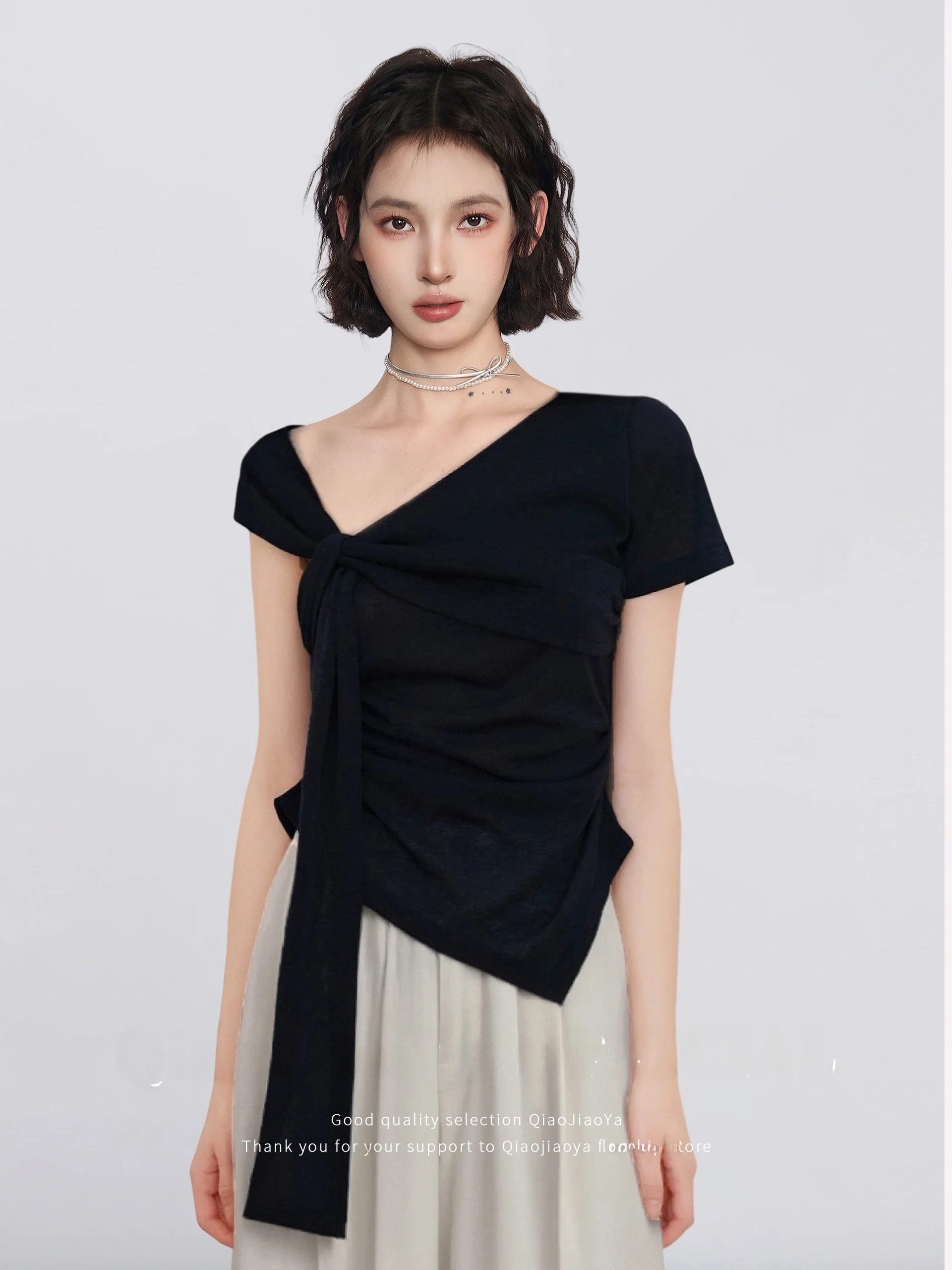 

Футболка American Sle Bla с асимметричным принтом oulder ort Sve, женская летняя облегающая футболка с талией и пряным верхом