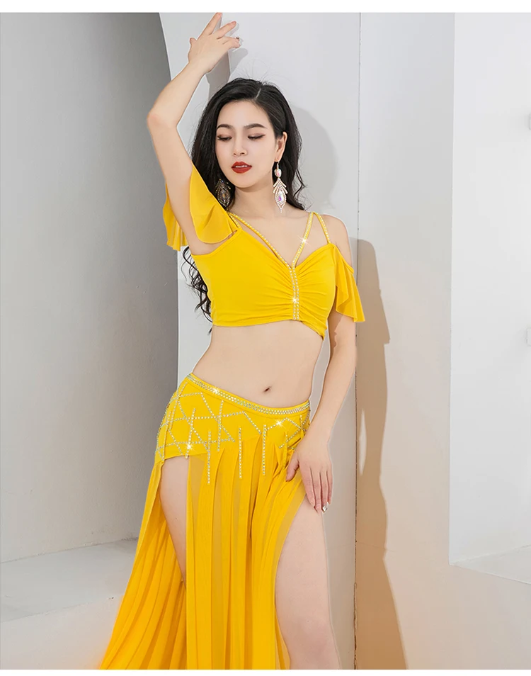 Women Oriental Dance Outfit Group Belly Dance Costume Stretch Milk Silk Long Skirt Girls Training Dresses with Fringes