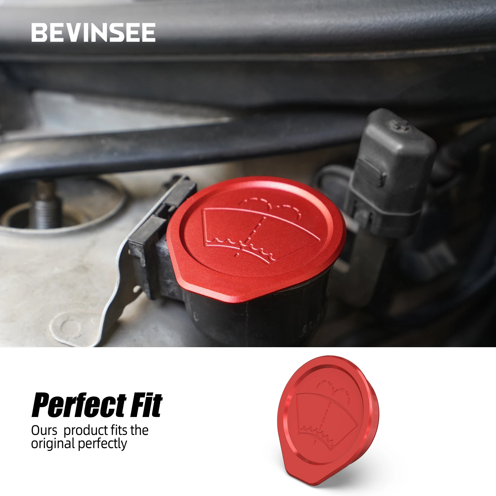 BEVINSEE Tappo serbatoio liquido lavatrice in alluminio per BMW E46 325i 330i 320i 323i 320d 330d