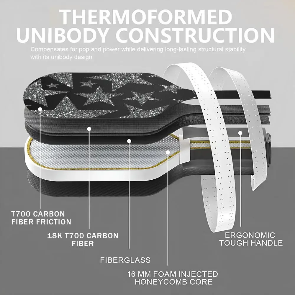 مجموعة مجداف كرة البيسبول المعتمدة من USAPA T700 من ألياف الكربون Unibody الحرارية مع طاقة أساسية على شكل قرص العسل 16 مم ودبوس عصري راقي #5