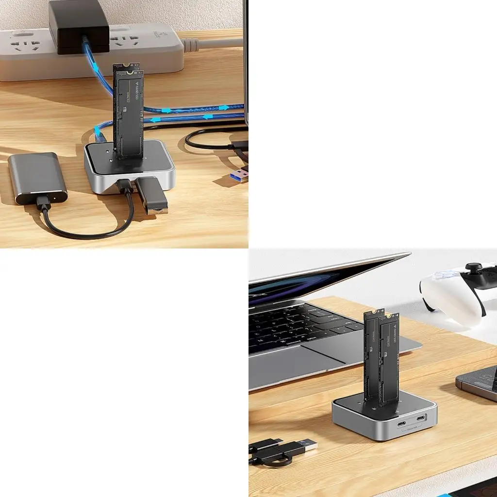 

652f Double Bay M.2 SSD Duplicator 10 Гбит / с скорости NVME Office SSD Адаптер M.2 Dock Station одновременное копирование