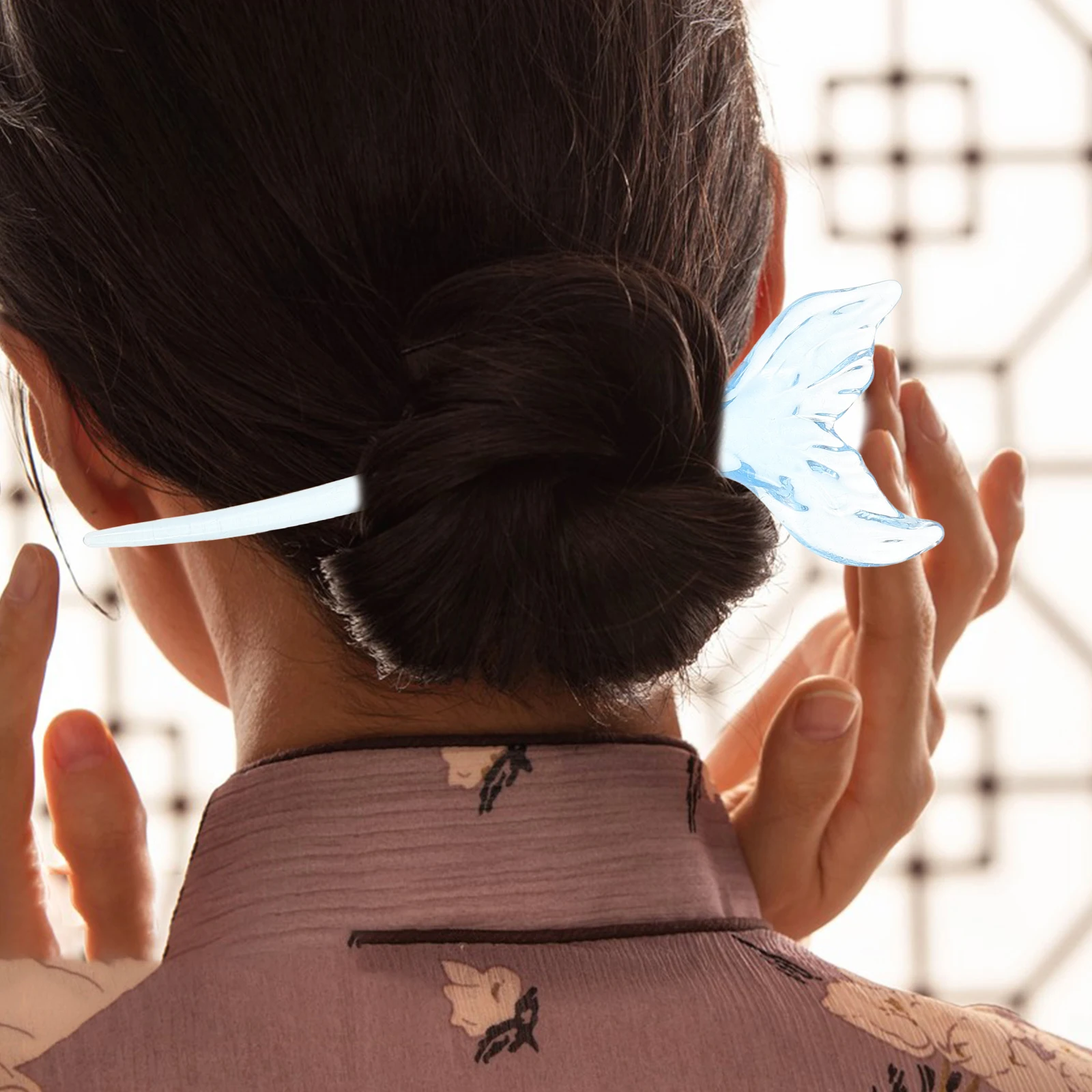 

Fish Tail Hairpin Sky Blue Sticks Decorative Hair Bun Accessories Women Formal Retro Styling Acrylic Hair Chopstick
