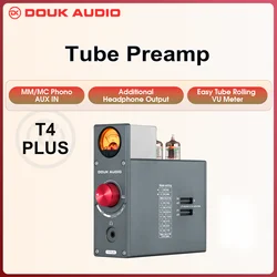 Douk Audio 6CS6 Vacuum Tube Phono Stage Preamp for Home Turntables Headphone Amp w/VU Meter Stereo Audio Preamp for TV/MP3/Phone