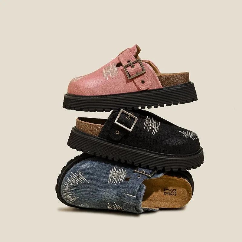 

Autumn New Style Luxury Women's Mules Slippers Platform Flats Clogs Sandals Fashion Outdoor Slip on Beach Sandals Zapatos Mujer