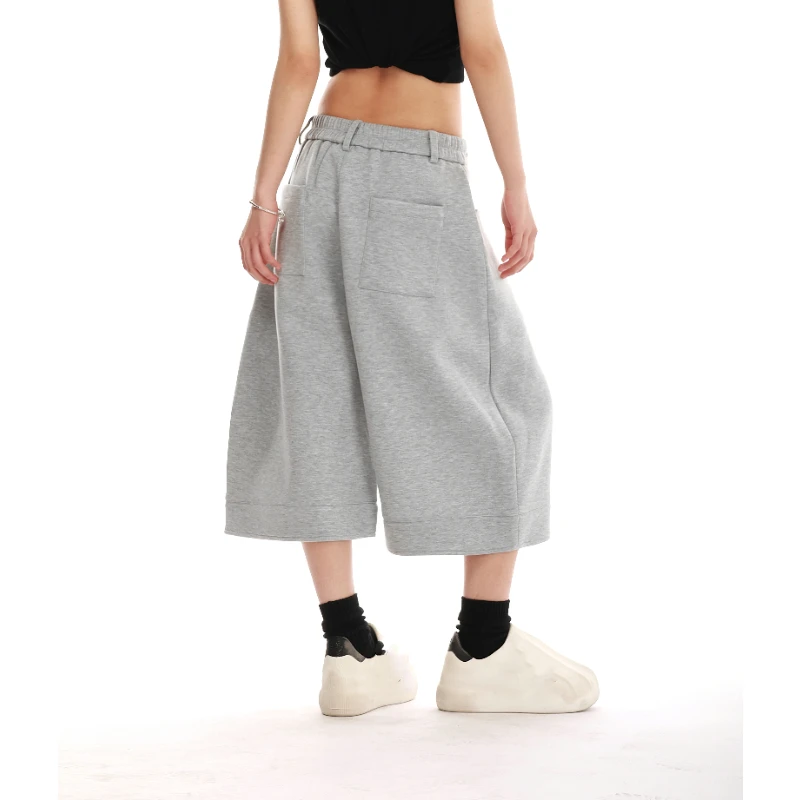 Vintage American Solid Casual Damen Jogginghose All-Match Sommer Neu 2025, modische Sieben-Punkt-Hose, einfache Damenhose