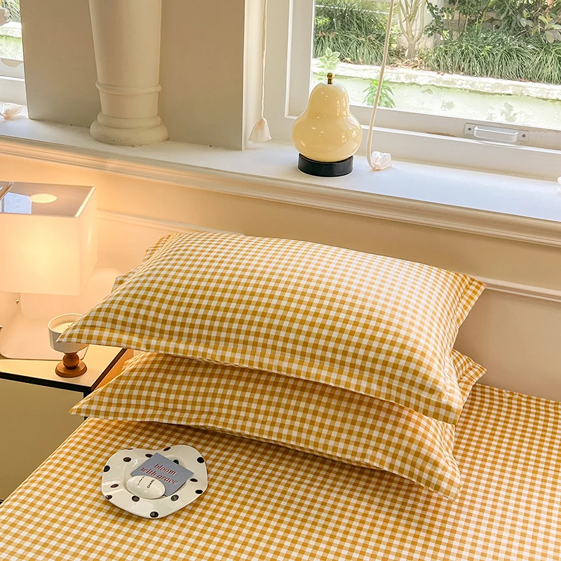2pcs/Set Pillowcases Super Soft Washable Summer Fall Simple Sleep Pillowcase Pink Blue Coffee Grid Student Dormitory Pillowcase