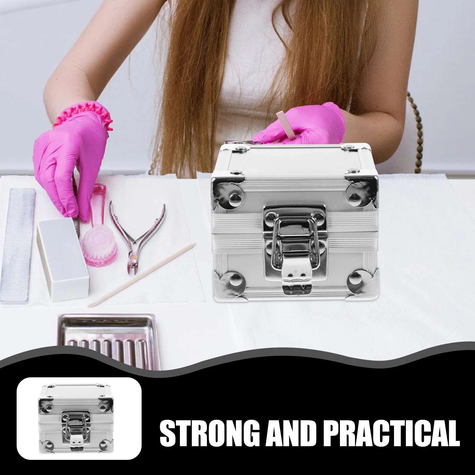 حاوية لقم مثقاب الأظافر المقاومة للغبار، حامل أدوات مانيكير من سبائك الزنك لتلميع رؤوس تنظيم الصالونات والمتانة #4