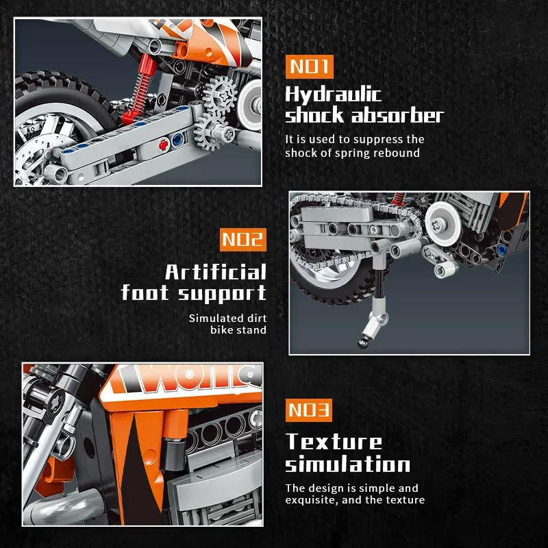 التقنية دراجة نارية موتو سيارة نموذج اللبنات MOC على الطرق الوعرة سباق Motobike المركبات الطوب لعب للأطفال هدية عيد ميلاد #4