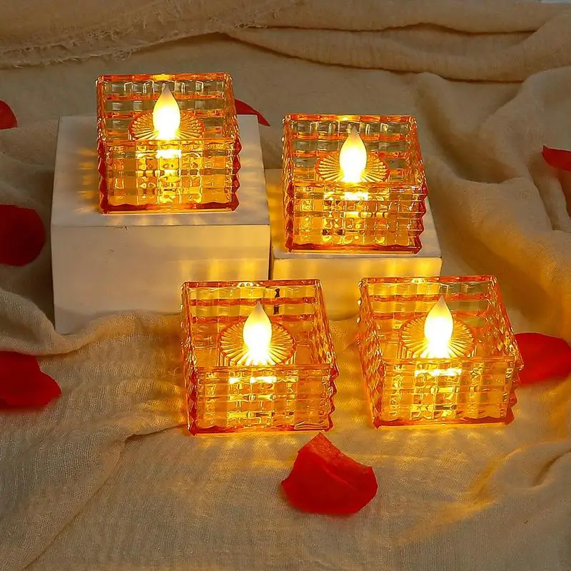 Vela de luz Led para Halloween, luces de té de cubo de 6 piezas, funciona con pilas, velas Led falsas, velas realistas sin llama para Halloween