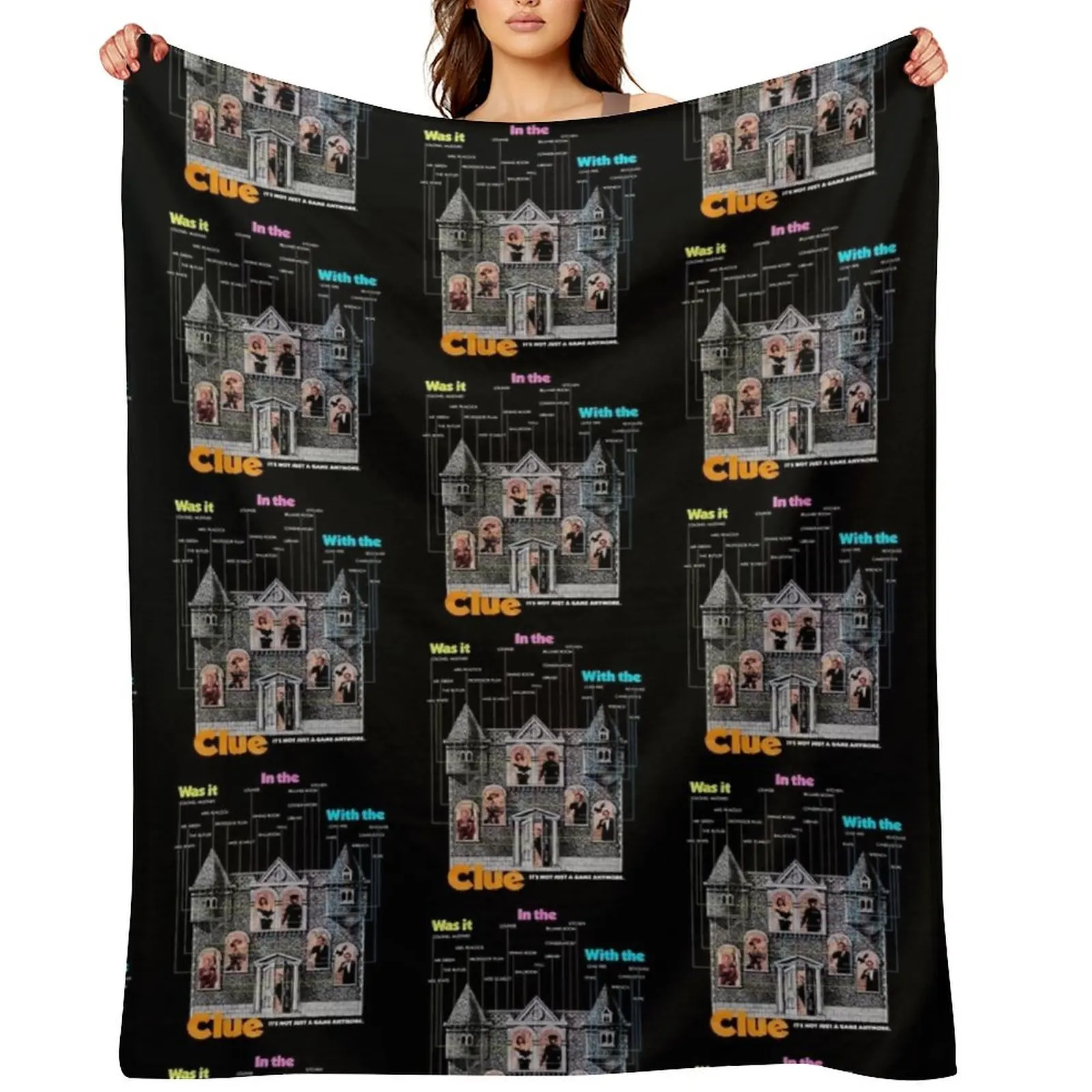 

Vintage Style CLUE - 80s Movie art Throw Blanket Cute Plaid Warm warm for winter Decoratives Blankets