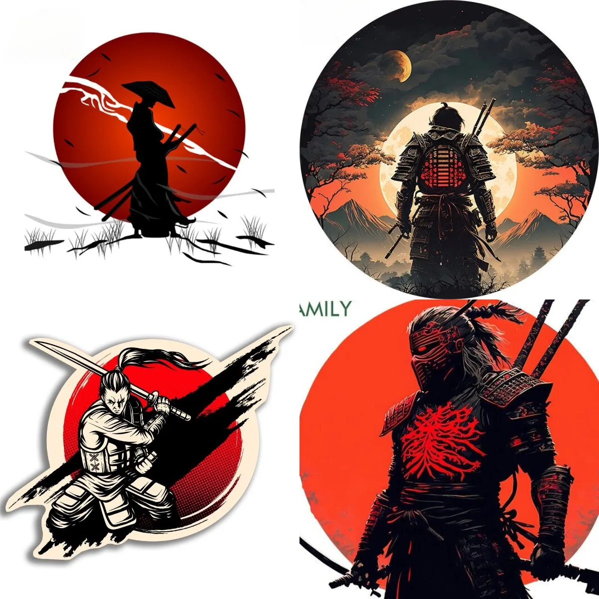 Japanese Samurai Vinyl Car Stickers Motorcycle Stickers Car Styling Camper Yacht Voiture Course Occlusion Scratch Exterior Decor