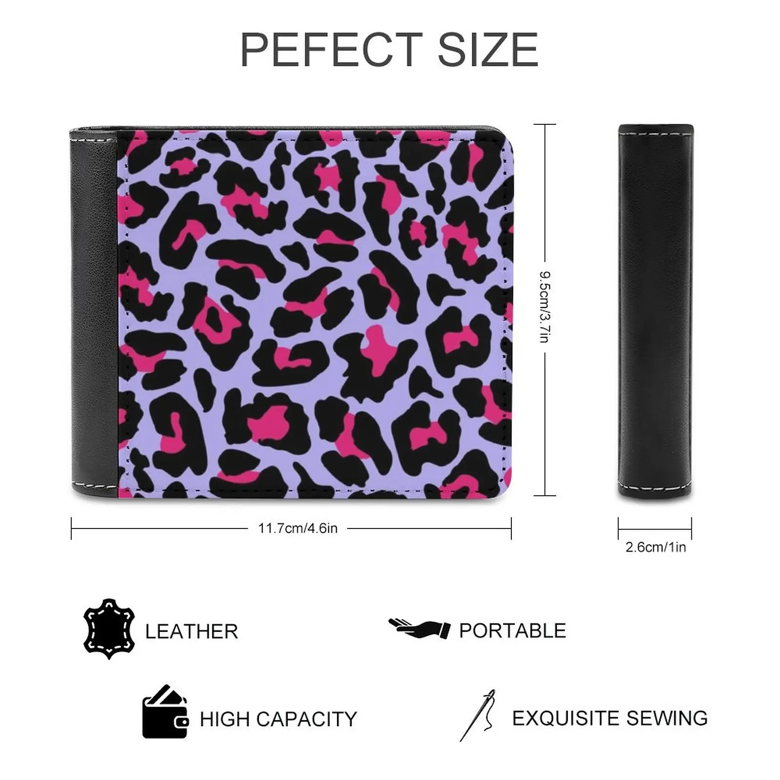 Neonpard Men Wallet Pu Leather Short Male Purses Credit Card Wallet For Men Money Bag Neon Leopard Seamless Pattern Vector