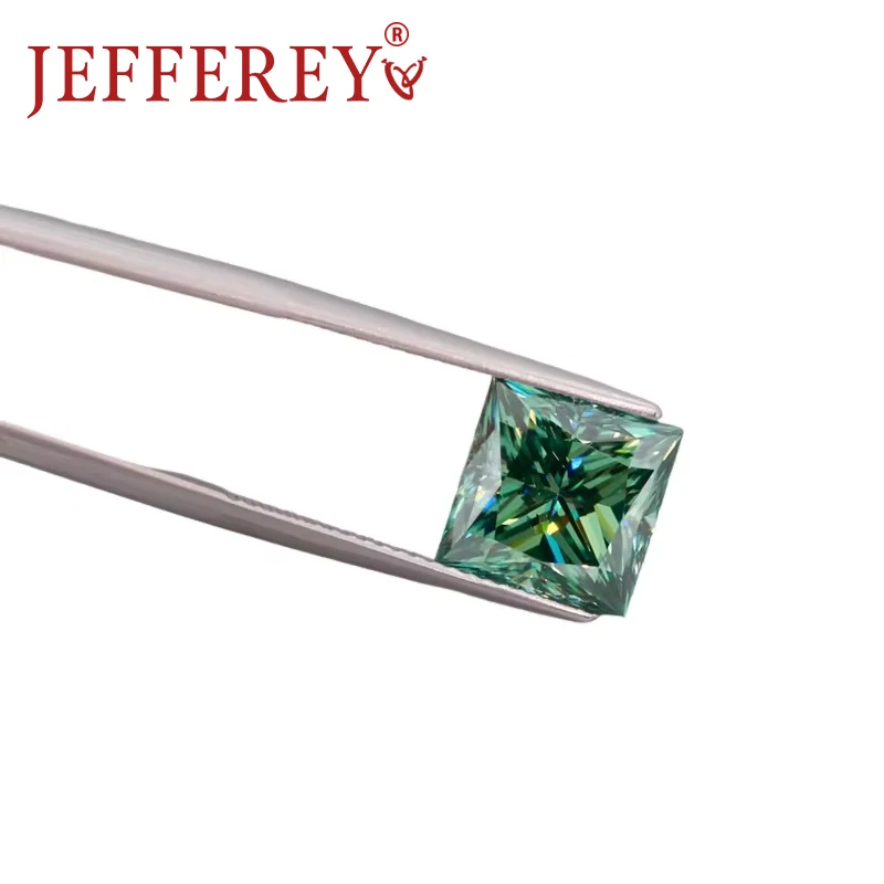 Green Princess Shape Moissanite Loose Stone Excellent Cut 1CT- 10CT Gemstone Pass the Diamond Teste with GRA Jewelry Certificate