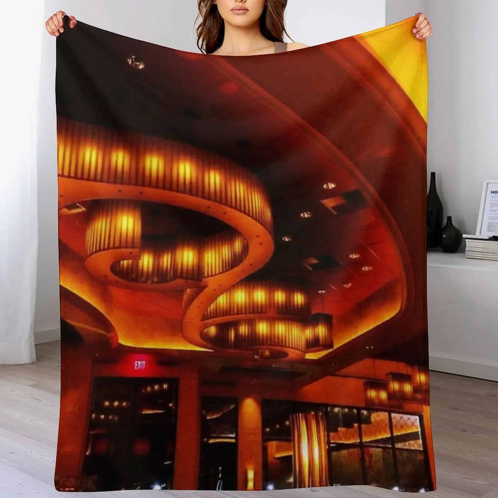 

Cheesecake factory, Fancy restrain, bar, lights, lounge Throw Blanket Multi Purpose Soft Warm Blanket for Home Travel