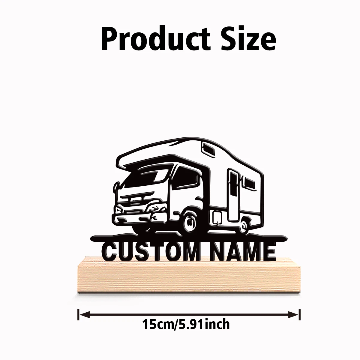 1pc New Personalized Custom Motorhome Metal Art With Wooden Base Tabletop Decoration Wooden Base Wall Decor for Living Room, Gar