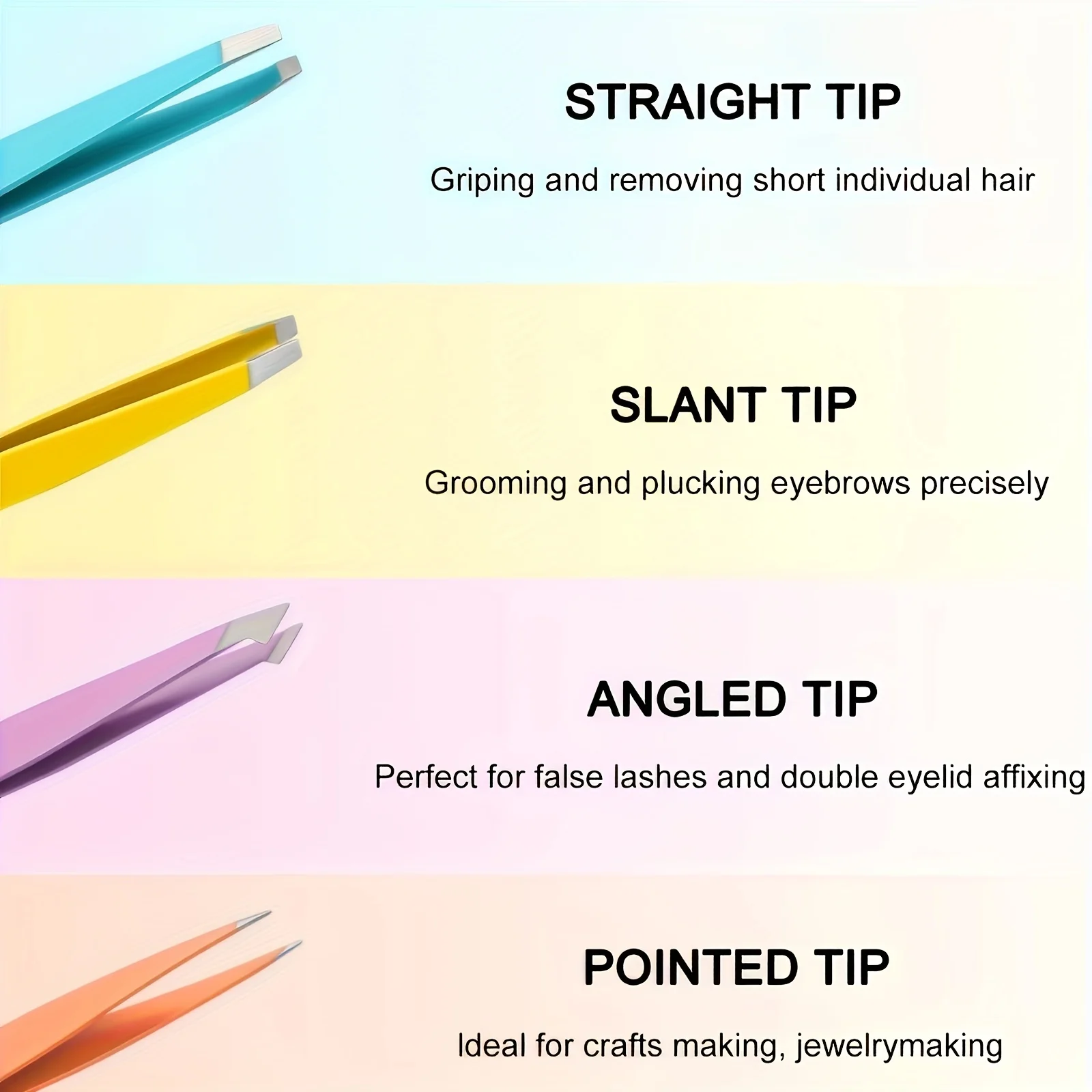 4pcs Tweezers For Eyebrows, Slant Tip/ Angled Tip Eyebrow Tweezers, Precision For Eyebrows Facial Hair, Ingrown Hair