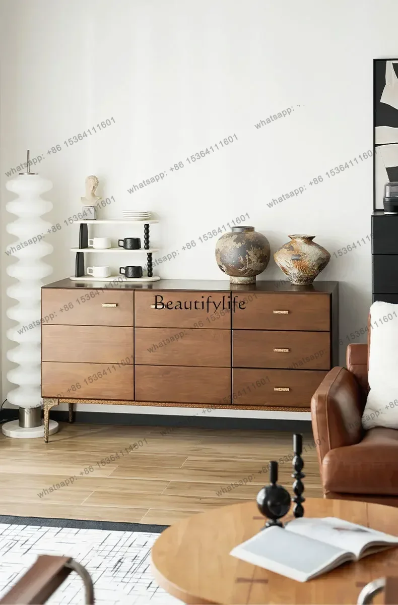 All solid wood chest ash wood with door storage storage side cabinet entrance living room