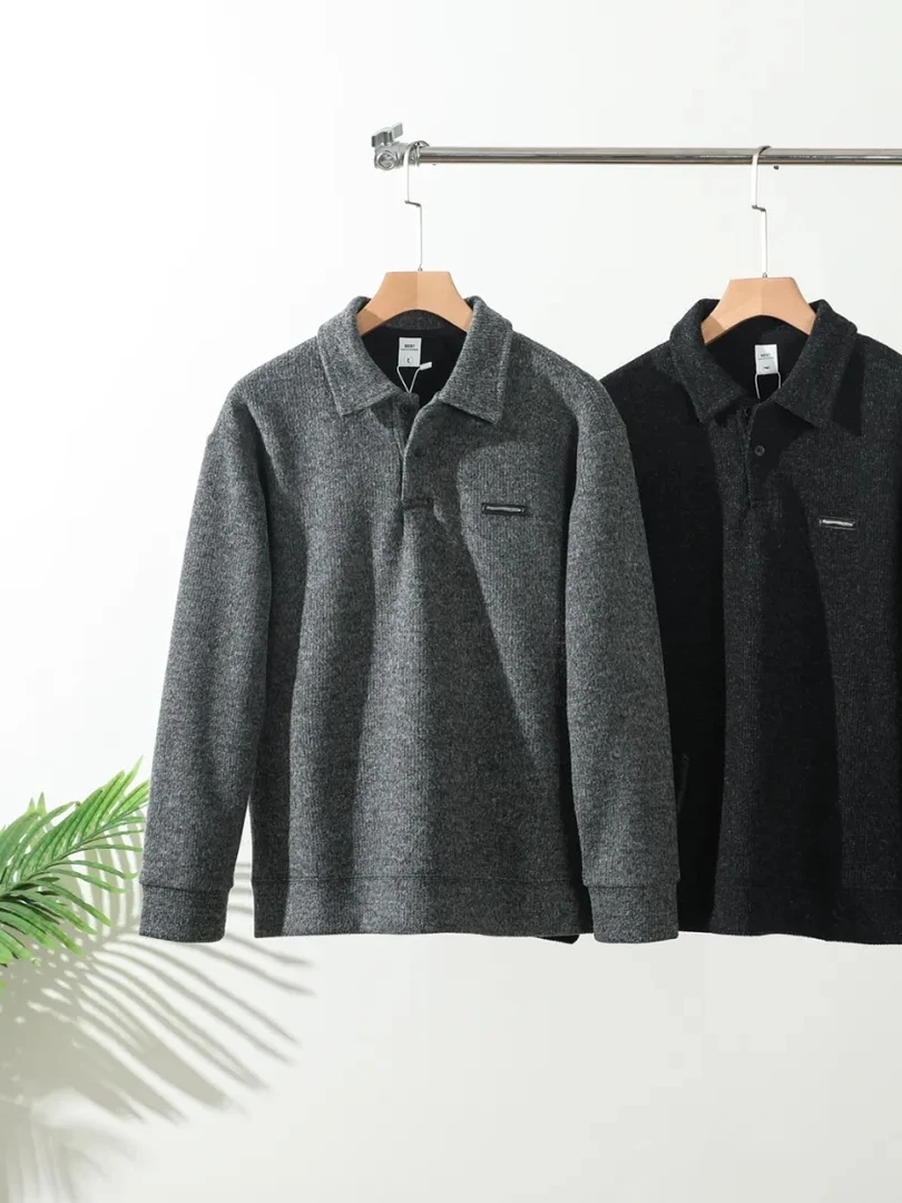 

Мужской зимний повседневный свитер с флисовой подкладкой, трикотажный, приятный к телу, универсальный, базовый слой для делового и повседневного стиля