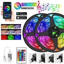 RGB LEDストリップライト,5m, 10m,柔軟性,60ダイオード/m,防水,wifi,アプリ付き,alexa,12v,5050