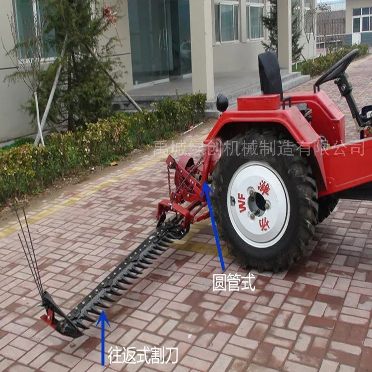 Agricultural four-wheeled tractor with reciprocating lawn mower forage orchard alfalfa harvester lawn mower trimmer