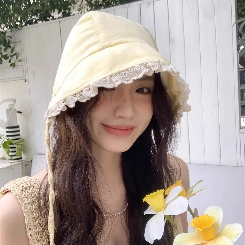 ผู้หญิงหมวกญี่ปุ่น Harajuku Dopamine ลูกไม้น่ารัก Kawaii หวาน Sunshade หมวกแฟชั่นอเนกประสงค์หมวก