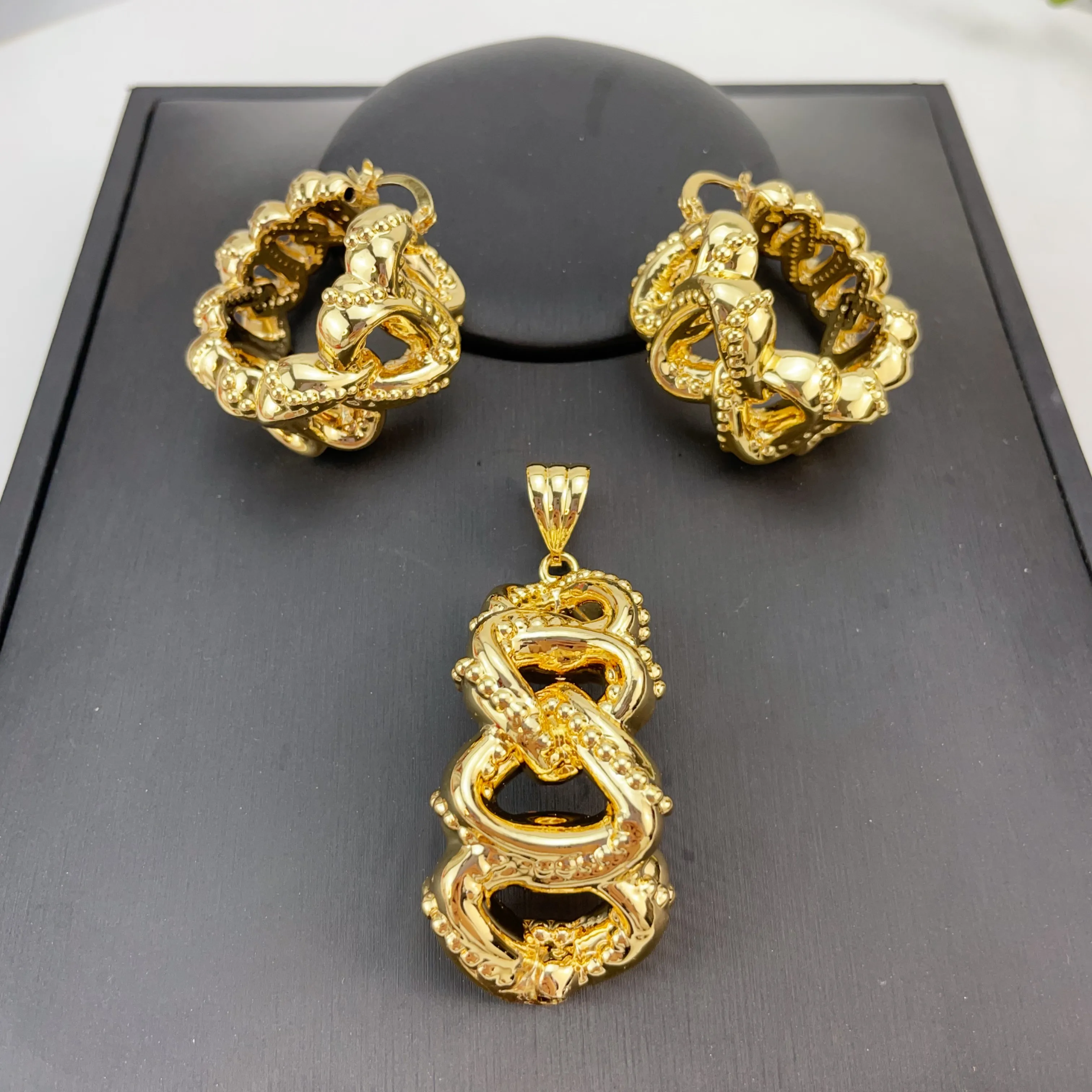 EMMA موضة دبي مطلية بالذهب الخرز القلائد أقراط خواتم مجموعات المجوهرات الجميلة للنساء هدايا مجوهرات حفلات الزفاف FHK23862