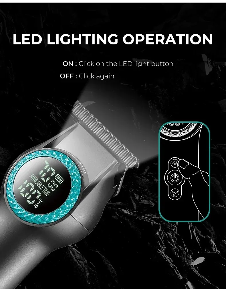 VGR Profi Haarschneidemaschine Haartrimmer Professionell Haarschneidemaschine Elektrisch 8000 U/min Akku Haarschneider LED-Anzeige Haartrimmer für Herren V-990 – Detail 5