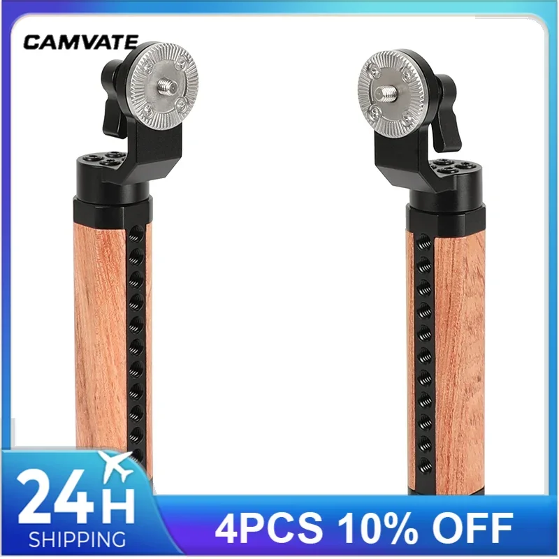 CAMVATE 2 Pieces Rosette Wooden Handgrips With Standard M6 ARRI Rosette Mount For DSLR Camera Shoulder Mount Rig Support System