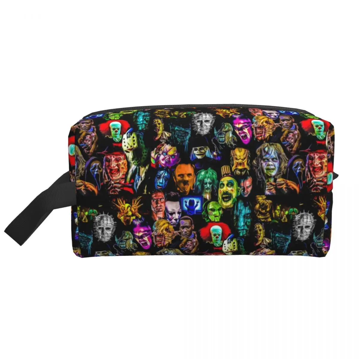 Custom Horror Film Baddies Legends Toiletry Bag for Chucky Alien Predator Killer Cosmetic Makeup Beauty Storage Dopp Kit Box