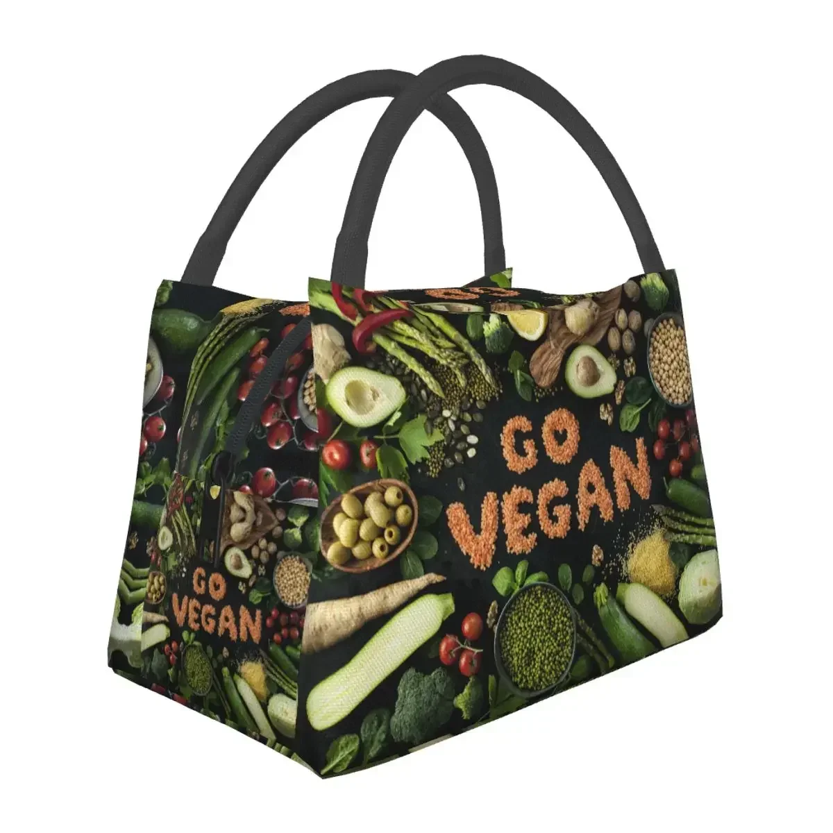 

Vegetarian Go Vegan Merch Lunch Boxes Waterproof Insulated Oxford Cooler Bag Veganism Thermal Cold Food Picnic Lunch Box