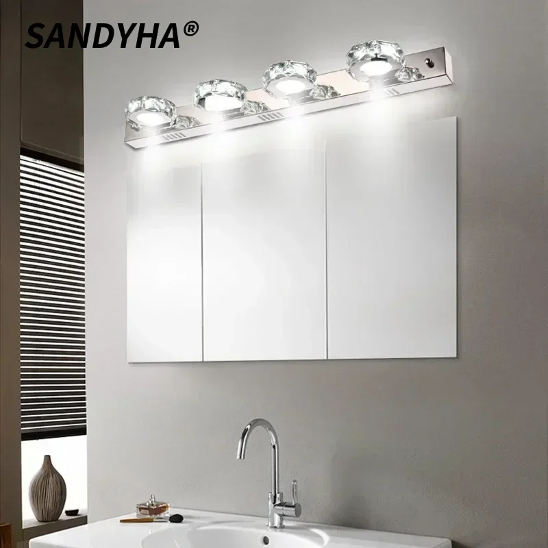 

SANDYHA Modern Bathroom Wall Lamp Makeup Mirror Headlights LED Lighting Fixtures For Bathroom Bedroom Wall Light Home Decoration