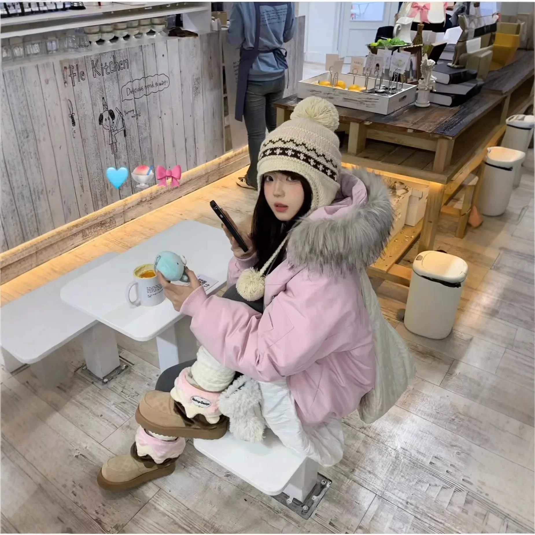 

Women with Large Fur Collar Workwear Parka Style Autumn Winter New Thickened Retro American Style Cotton Jacket