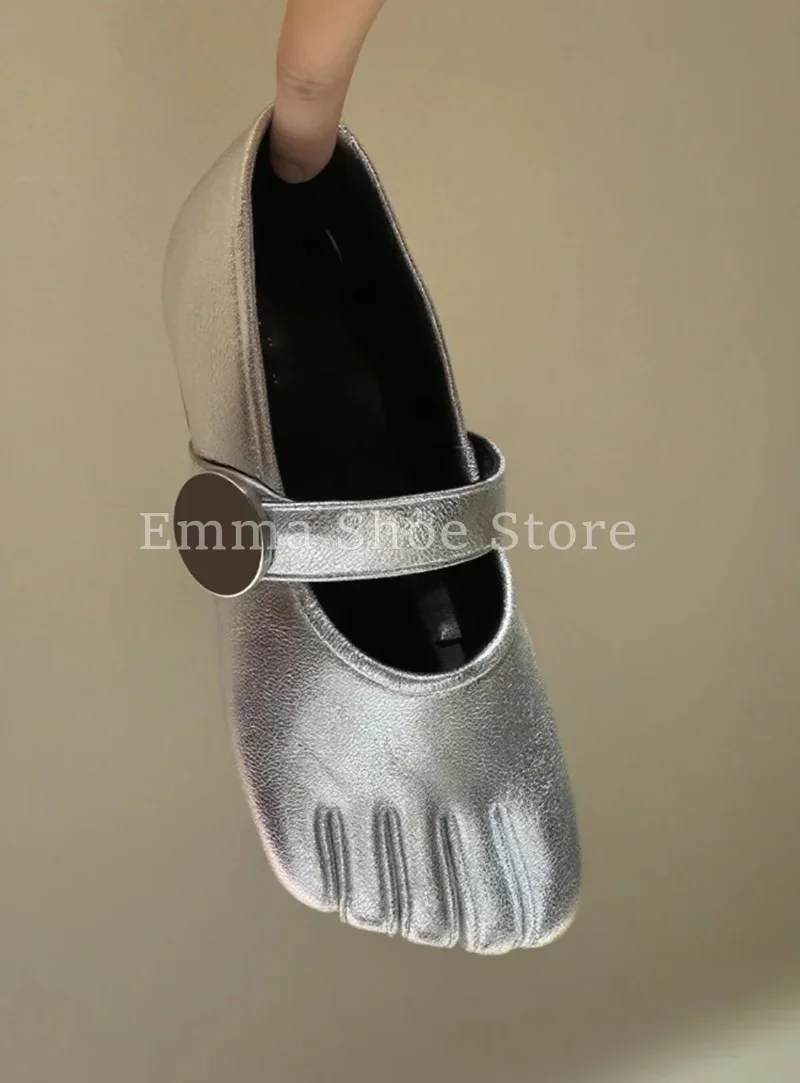 جديد وصول المرأة خمسة أصابع سبليت تو المتسكعون الماس رصع موضة حذاء مسطح الراحة اليومية مشبك عدم الانزلاق أحذية الباليه #4