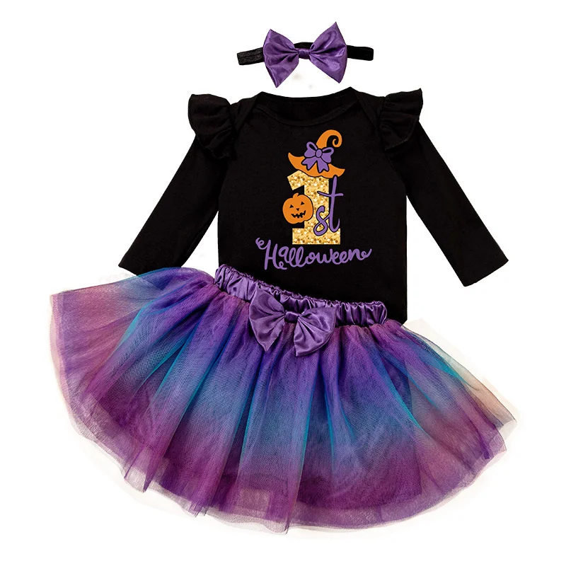 Vestidos de Cosplay de fiesta de Carnaval de Halloween para niña, conjunto de falda de manga larga con esqueleto de calabaza, regalo para niña, 2024