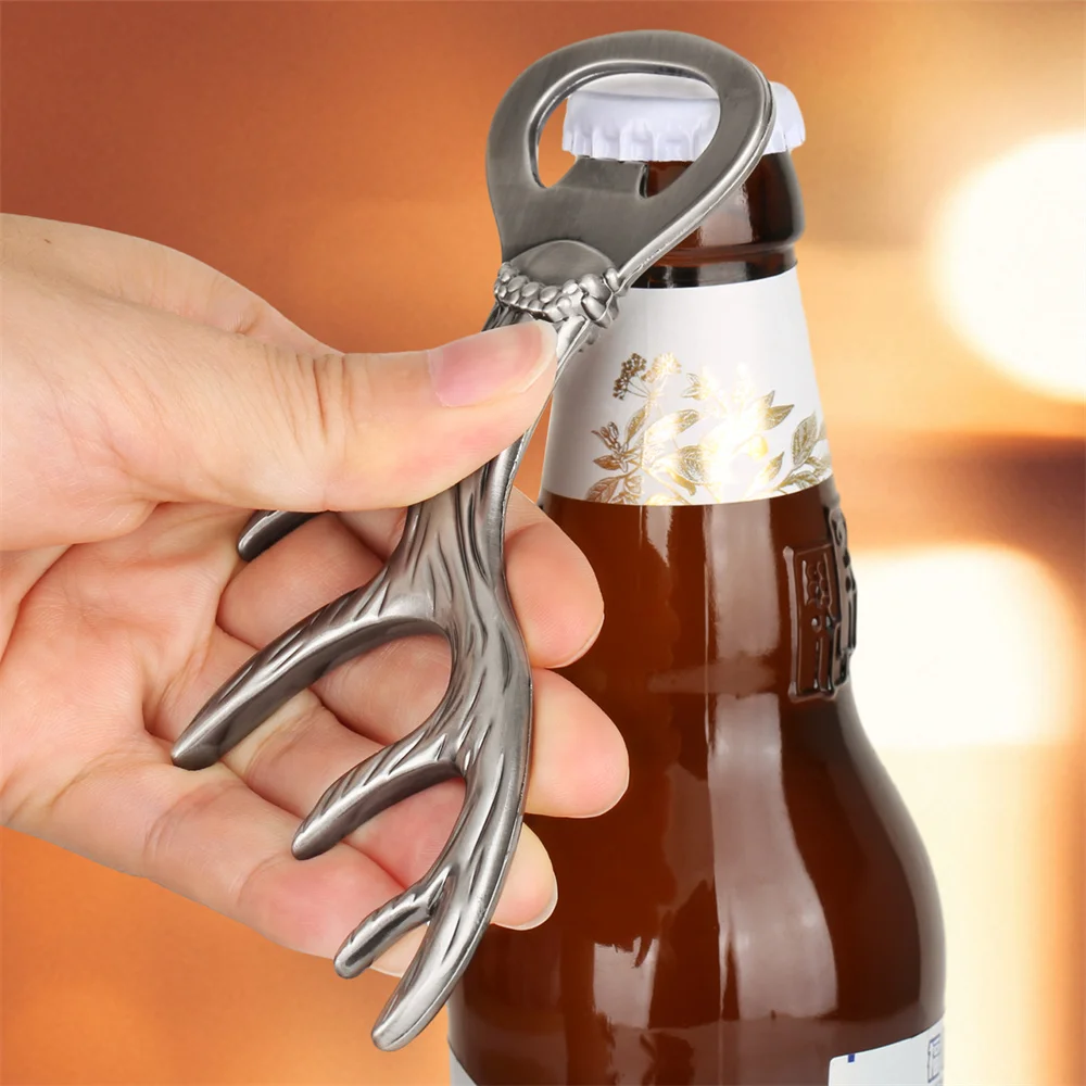 Elk Horn Beer Bottle Openers Unique Beer Gifts Grey Black/Bronze Alloy Metal Openors Birthday Present