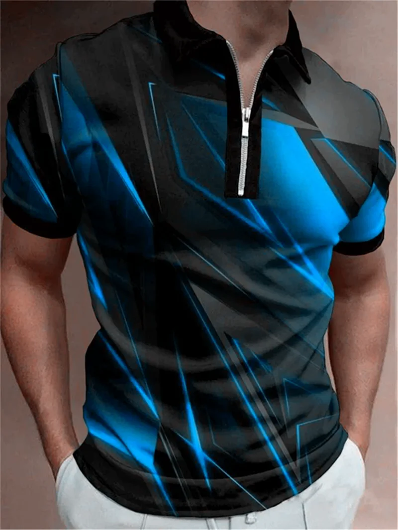 Summer Fashion Gradient Plaid Pattern Men's Polos T-Shirts Short Sleeve 3D Print Street Trend POLO Tee 6XL Big Size Casual Tops