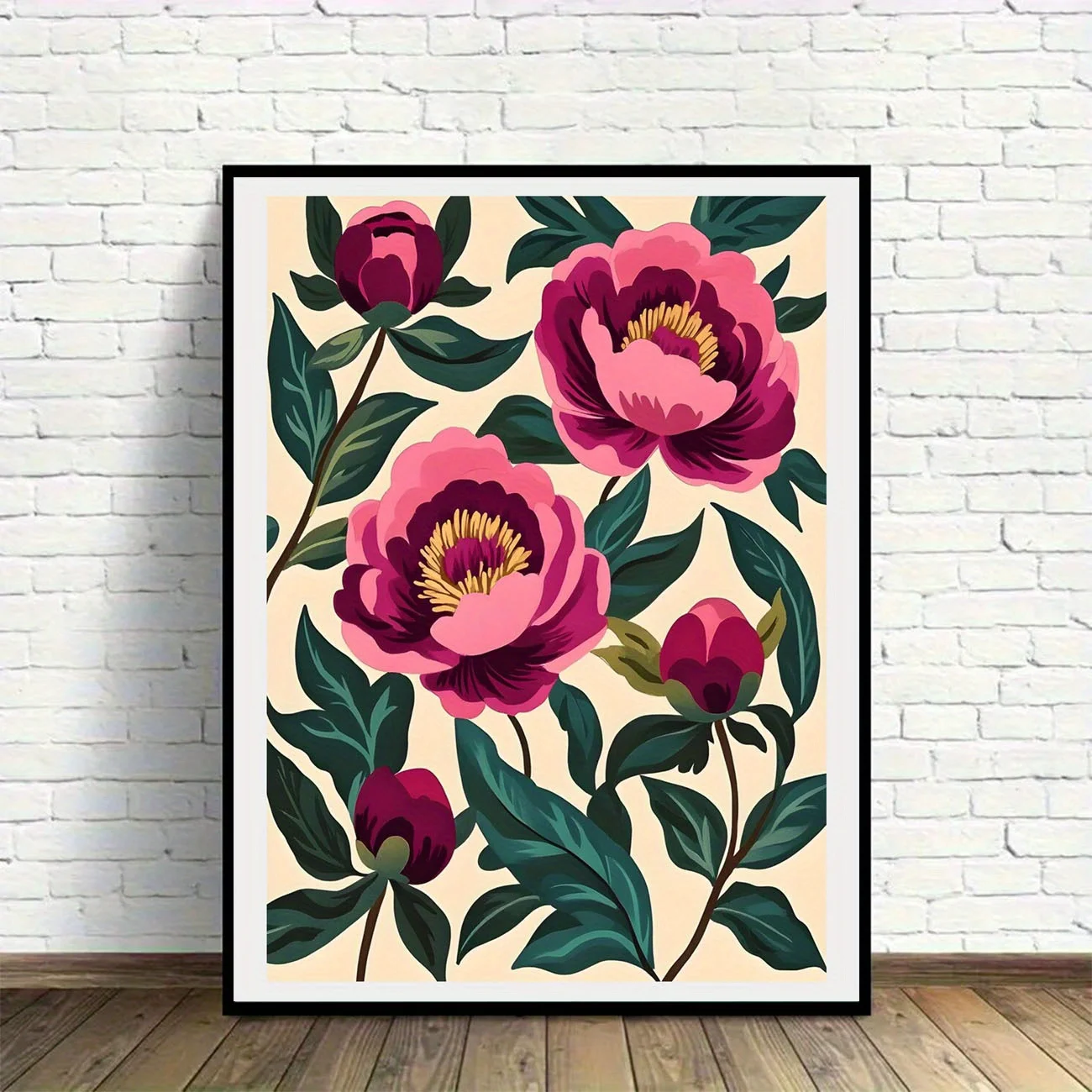 1pc Unframed Canvas Printed Decorative Mural, Pink Peony Painting, Romantic Floral Wall Art, Blush Pink Botanical Wall Decor,
