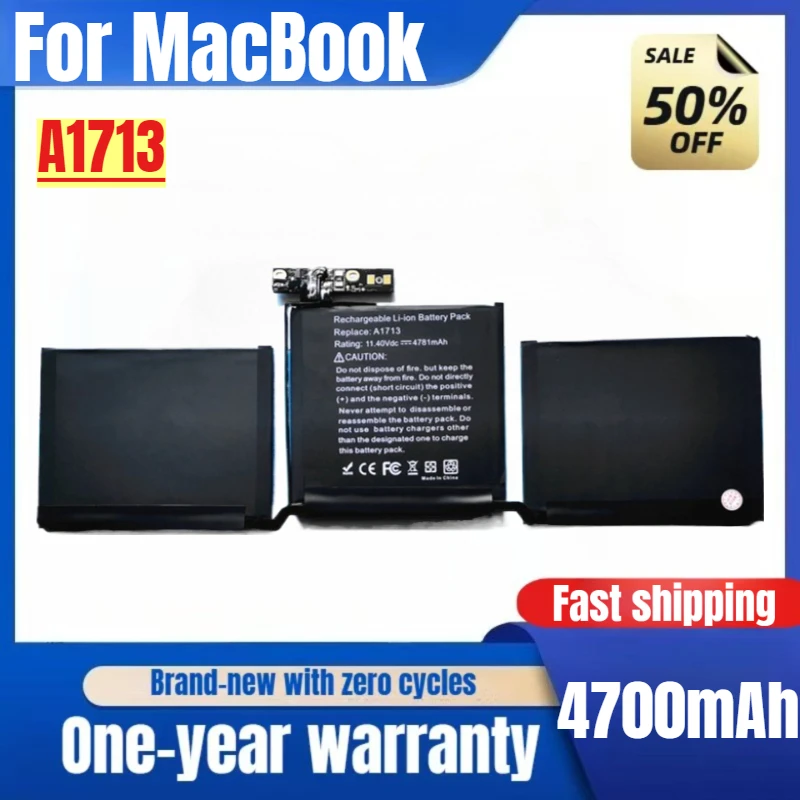 

Аккумулятор для ноутбука A1713 для MacBook Pro 13 дюймов A1708 2016-2017, Новое поступление, аккумулятор большой емкости, высококачественная сменная батарея