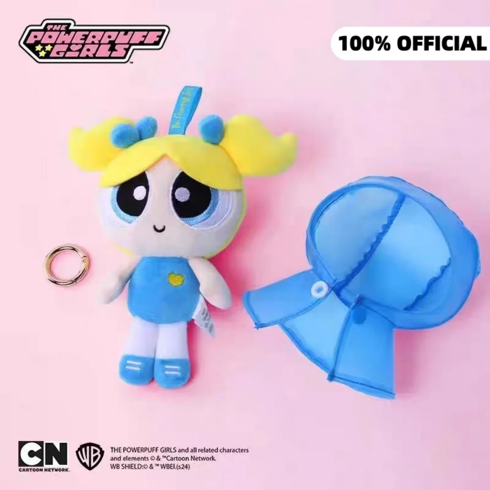 Echte Powerpuff Girls regenjas pluche poppen afneembare aankleden knuffels sleutelhangers cartoon rugzak siermeisje geschenken